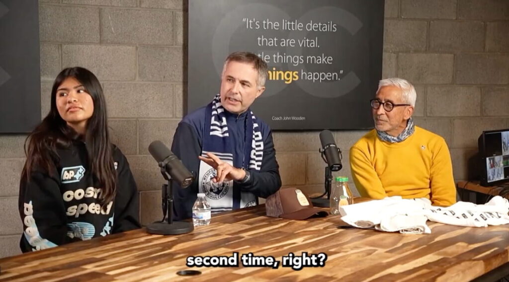 Kim Sales, Dr. Boulton and Yoki in Dr. Boulton's podcast