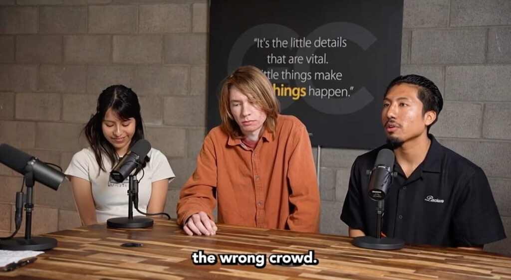 Gizelle, Tino, and Jeremy in Dr. Boulton's podcast