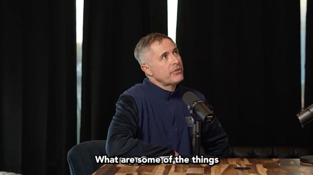 Dr. Boulton in the podcast studio