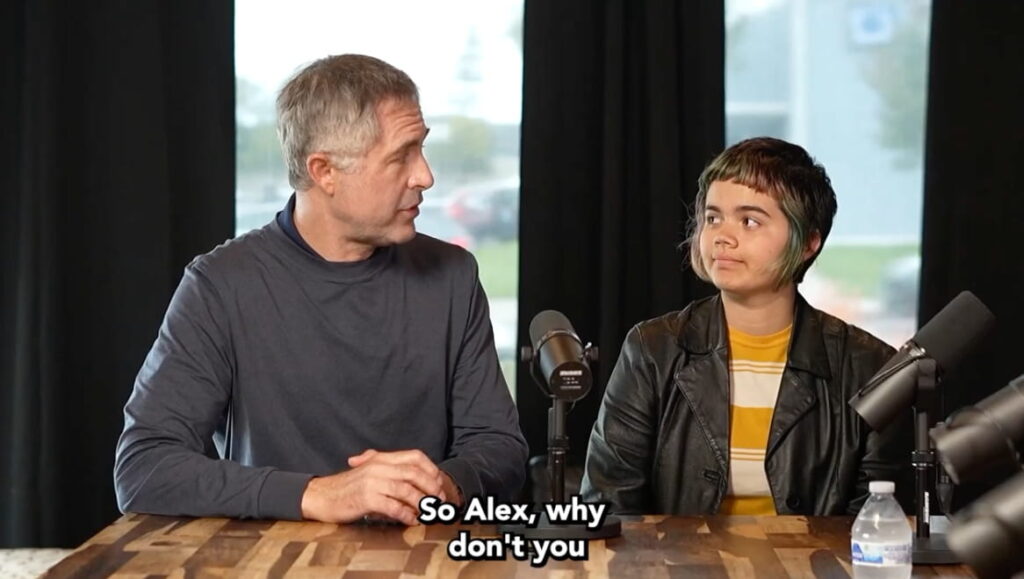 Dr. Boulton with student Alix in his podcast